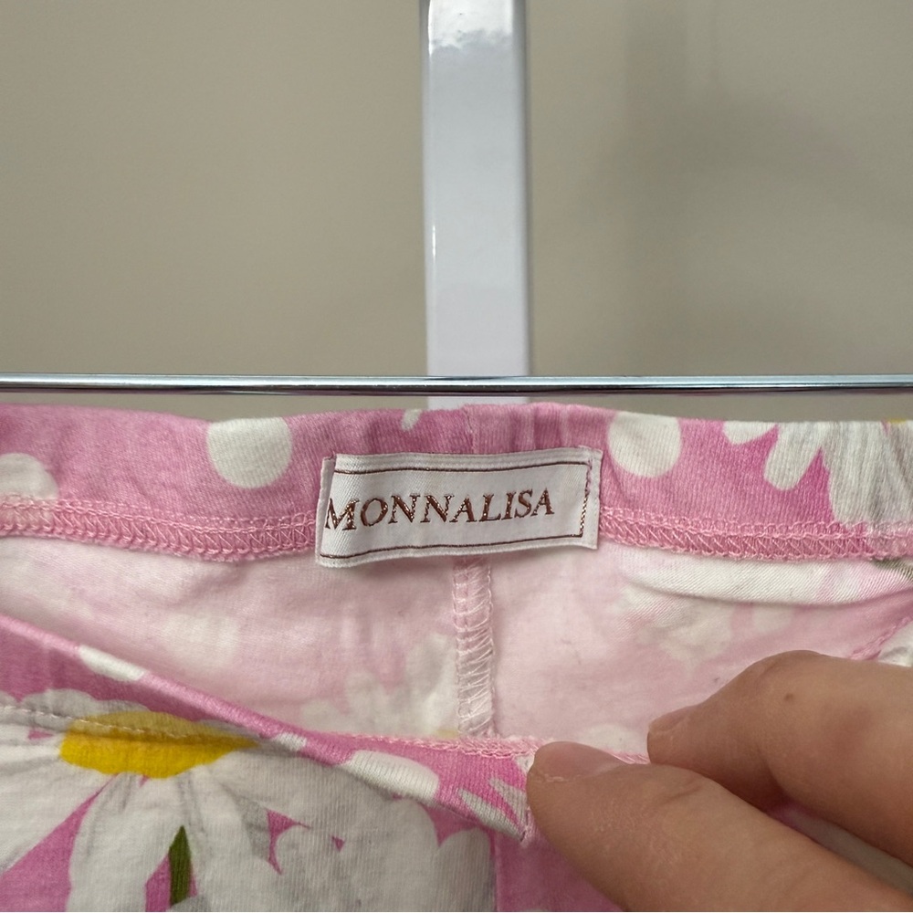 Monnalisa Kids' Daisy Cotton Leggings With Floral Print In Pink size 10 - Picture 3 of 5